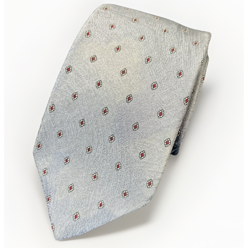 Men's silk neck tie grey geometric‎ 58 x 3 1/4 made in usa
